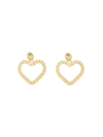 Shop Moschino "chain Heart" Earrings In Gold