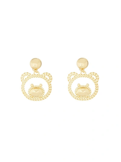Shop Moschino "teddy Chain" Earrings In Gold