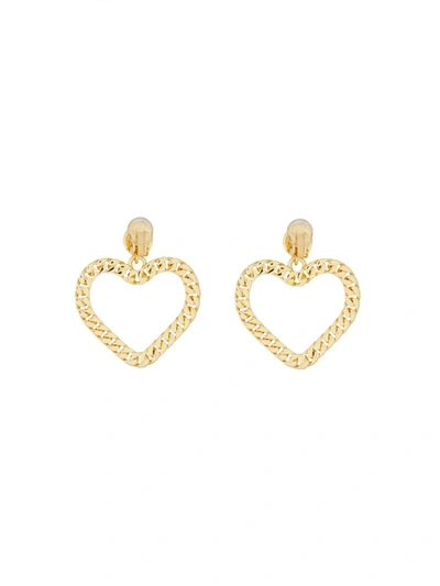 Shop Moschino "chain Heart" Earrings In Gold