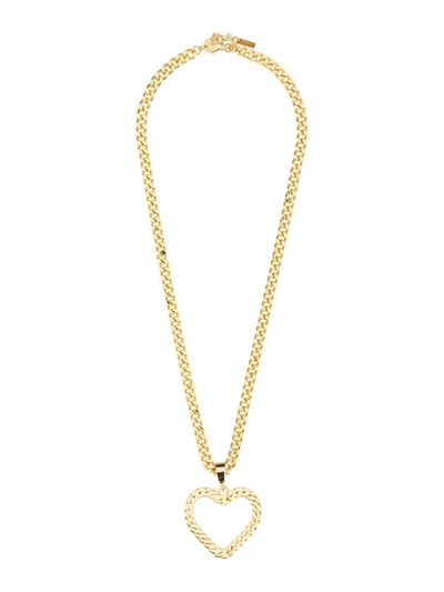 Shop Moschino Chain Heart Necklace In Gold
