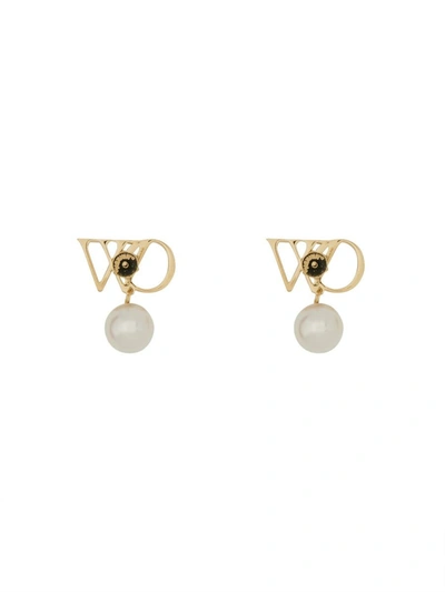 Shop Off-white Logo Earrings In Gold
