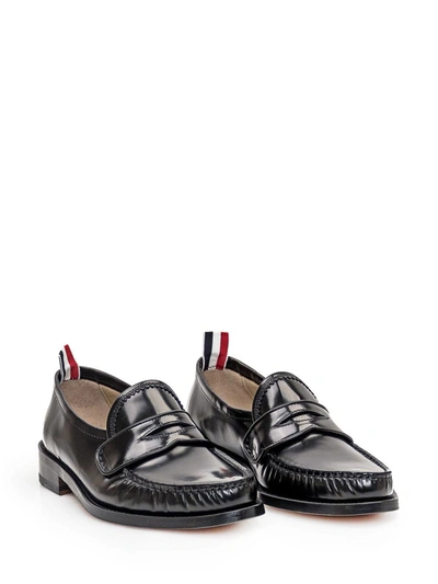 Shop Thom Browne Leather Moccasin In Black