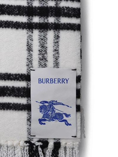 Shop Burberry White Wool Scarf In Beige