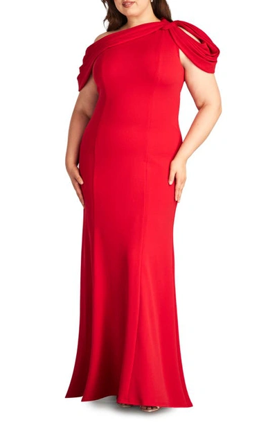 Shop Tadashi Shoji One-shoulder Mermaid Gown In Lava Red