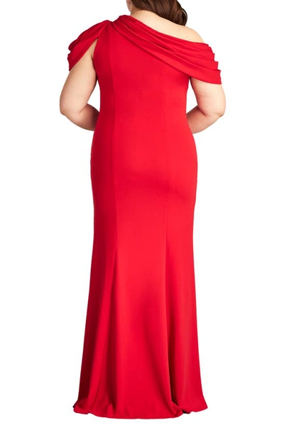 Shop Tadashi Shoji One-shoulder Mermaid Gown In Lava Red