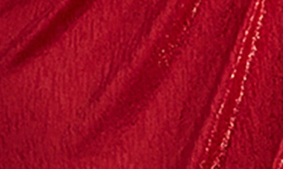 Tadashi Shoji Plus Size Ruched Side-slit Metallic Jersey Gown In Deep Red