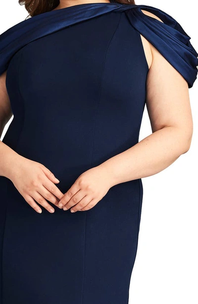 Tadashi Shoji One-shoulder Mermaid Gown In Navy