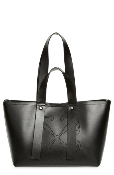 Shop Off-white Small Day Off Stitched Arrows Leather Tote In Black