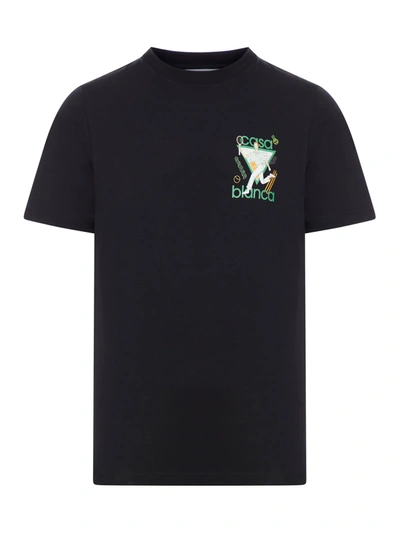 Shop Casablanca Le Jeu Graphic-print T-shirt In Black