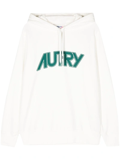 Shop Autry Logo-print Cotton Hoodie In White