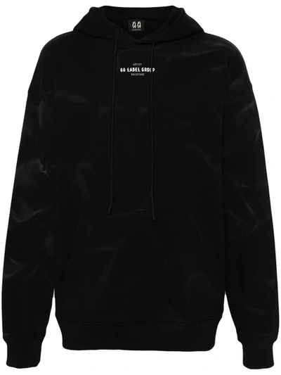 Shop 44 Labelgroup Logo-print Faded-effect Hoodie In Black