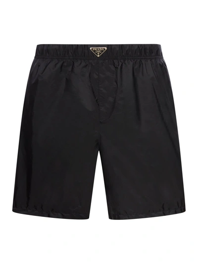 Shop Prada Swimwear Re-nylon In Black