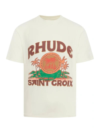 Shop Rhude T-shirt In Cotone In White