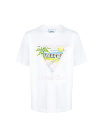 Shop Casablanca Tennis Club Icon Jersey T-shirt In White