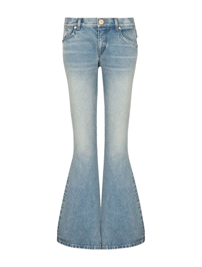 Shop Balmain Western Low-rise Bootcut Jeans In Blue