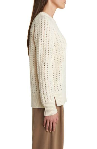 Nordstrom Signature Open Stitch Crewneck Wool & Cashmere Sweater In Ivory Soft