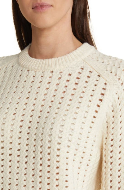 Nordstrom Signature Open Stitch Crewneck Wool & Cashmere Sweater In Ivory Soft