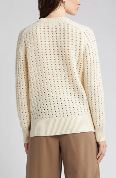 Nordstrom Signature Open Stitch Crewneck Wool & Cashmere Sweater In Ivory Soft