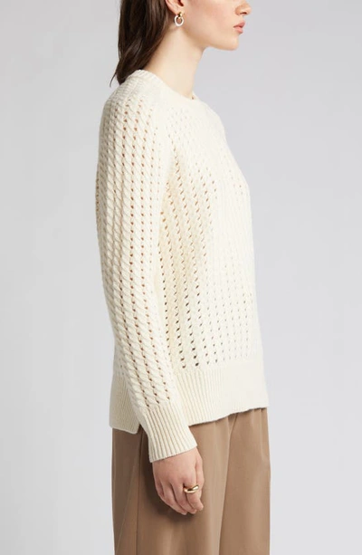 Nordstrom Signature Open Stitch Crewneck Wool & Cashmere Sweater In Ivory Soft