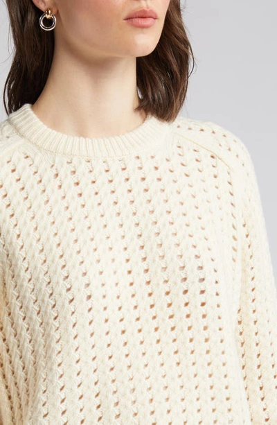 Nordstrom Signature Open Stitch Crewneck Wool & Cashmere Sweater In Ivory Soft