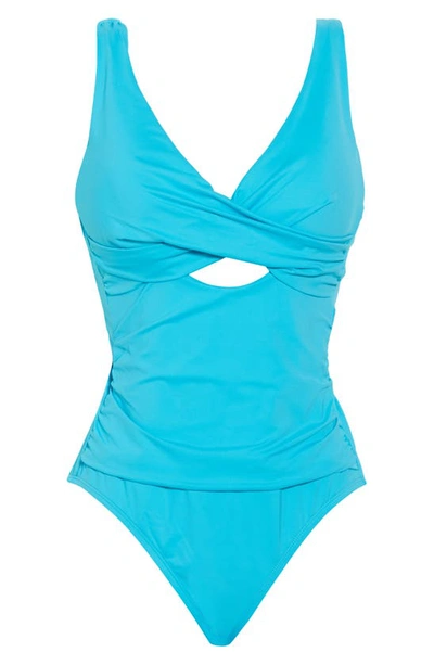 Shop La Blanca Cross Front Keyhole Cutout One-piece Swimsuit In Azul