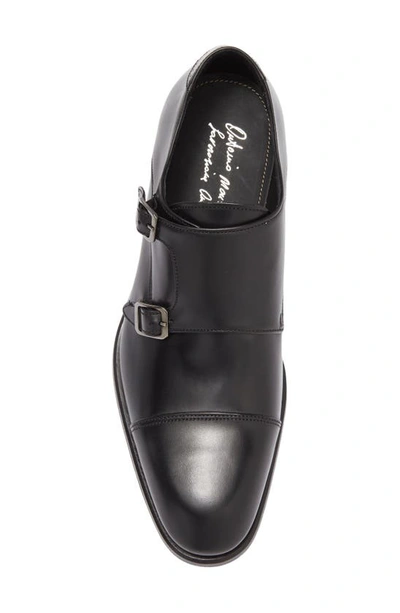 Shop Antonio Maurizi Leather Cap Toe Monk Shoe In Nero