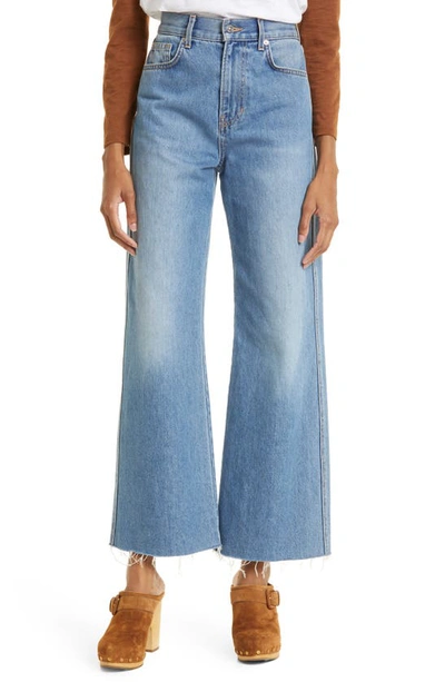 Shop Veronica Beard Taylor Raw Hem High Waist Crop Wide Leg Jeans In Wanderer Dust