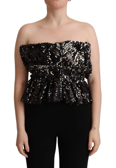 Shop Aniye By Black Sequined Polyester Strapless Cocktail Blouse Top
