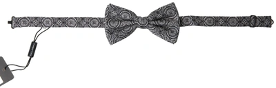 Shop Dolce & Gabbana Black White Pattern Adjustable Neck Papillon Bow Tie