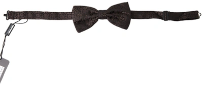 Shop Dolce & Gabbana Brown Floral Jacquard Adjustable Neck Papillon Bow Tie