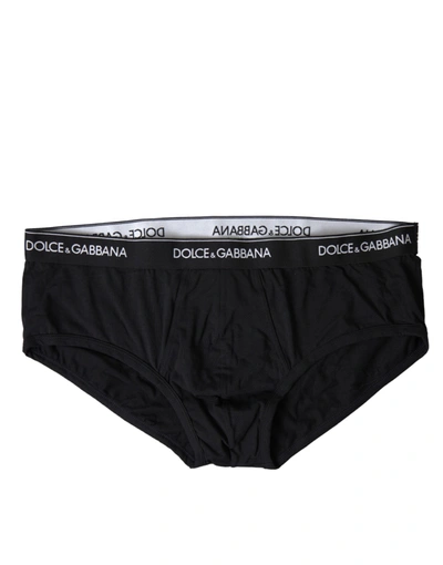 Shop Dolce & Gabbana Black Cotton Stretch Slip Brando Brief Underwear