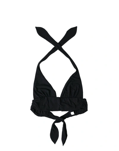Shop Dolce & Gabbana Black Nylon Stretch Swimwear Halter Top Bikini