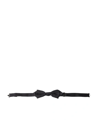 Shop Dolce & Gabbana Black Solid Silk Adjustable Neck Papillon Bow Tie