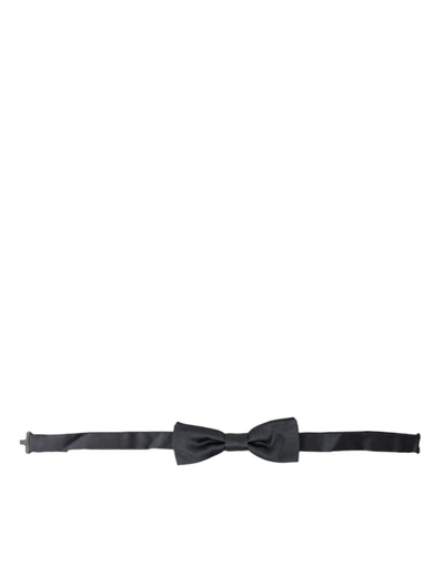 Shop Dolce & Gabbana Dark Gray Silk Adjustable Neck Men Papillon Bow Tie