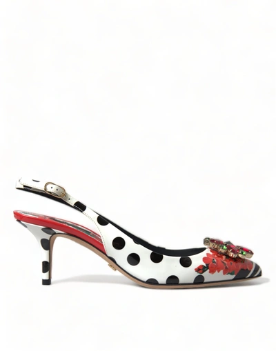 Shop Dolce & Gabbana Multicolor Leather Crystal Slingback Pump Heels Shoes
