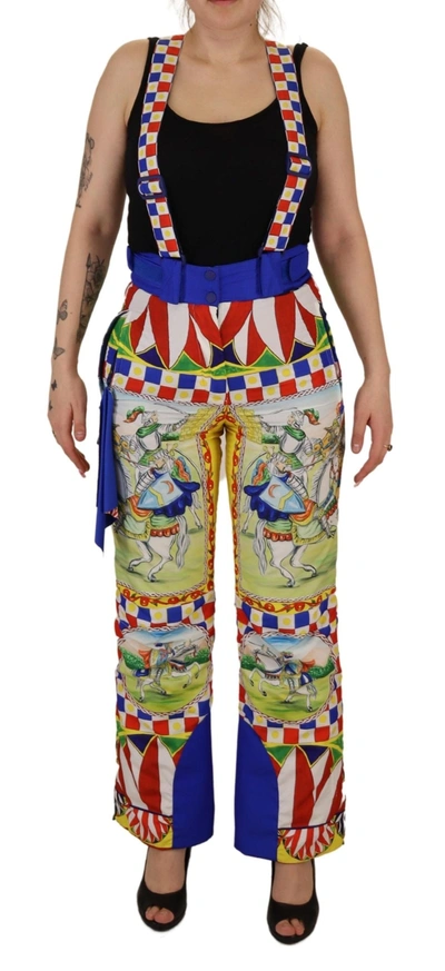 Shop Dolce & Gabbana Multicolor Printed Snow Trouser Pants