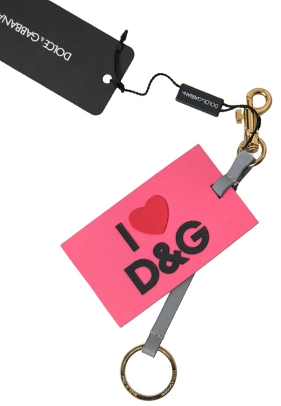 Shop Dolce & Gabbana Pink Silicone Dg Logo Gold Brass Keyring Women Keychain