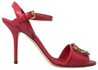 Shop Dolce & Gabbana Red Ankle Strap Stiletto Heels Sandals Shoes