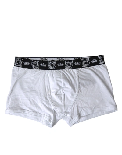Shop Dolce & Gabbana White Cotton Stretch Regular Boxer Underwear