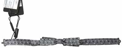 Shop Dolce & Gabbana Gray Polka Dot Silk Adjustable Men Neck Papillon Bow Tie