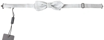 Dolce & Gabbana Gray Silk Adjustable Men Neck Papillon Bow Tie In Gray