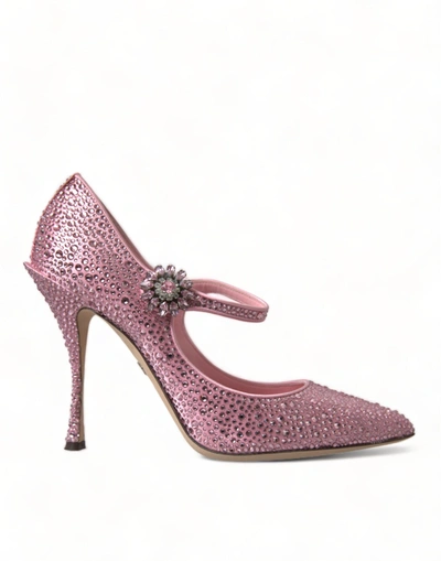 Dolce & Gabbana Pink Strass Crystal Heels Pumps Shoes In Pink