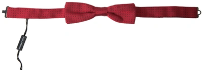 Shop Dolce & Gabbana Red Silk Polka Dot Adjustable Neck Men Bow Tie