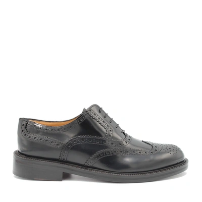 Shop Saxone Of Scotland Black Spazzolato Leather Mens Laced Full Brogue Shoes
