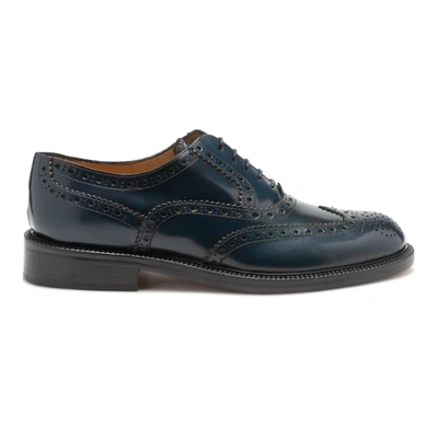 Shop Saxone Of Scotland Blue Spazzolato Leather Mens Laced Full Brogue Shoes