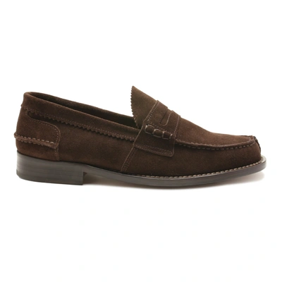 Shop Saxone Of Scotland Dark Brown Suede Leather Mens Loafers Shoes