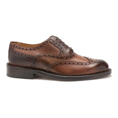 Shop Saxone Of Scotland Natural Brown Leather Mens Laced Full Brogue Shoes