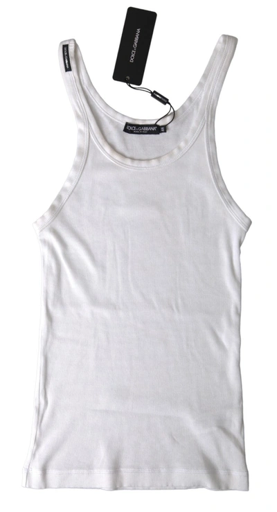 Shop Dolce & Gabbana White Cotton Sleeveless Underwear Tank Top