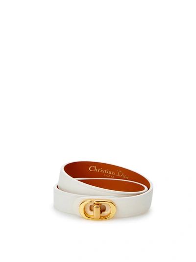 Shop Dior White Leather Double Band Cd Bracelet