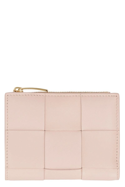Shop Bottega Veneta Cassette Intrecciato Bi-fold Wallet In Pink